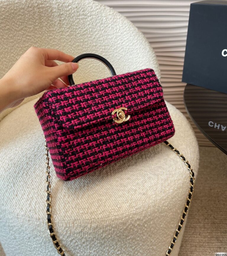 Chanel Small Box Bag Fuchsia Pink Black 20Cm As4470 B14664 Nr795 - Image 2