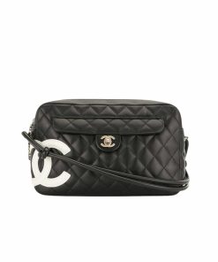 Chanel Cambon Camera Bag Quilted Leather Black 26Cm