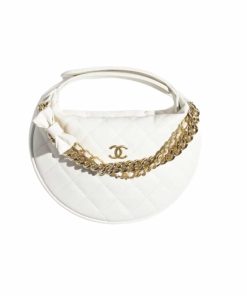 Chanel Pouch Grained Shiny Calfskin White 17Cm Ap3943 B16288 10601