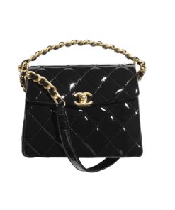 Chanel Mini Foldable Bag With Handle Polished Calfskin Black 19Cm As4472 B16280 94305