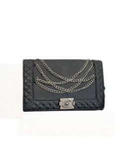 Chanel Boy Reverso Flap Bag With Chain Details Black 28Cm