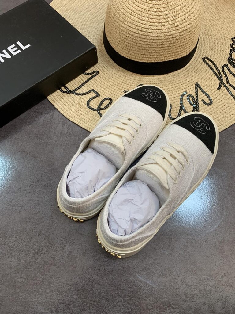 Chanel Cc Sneakers Canvas Mix In White - Image 7
