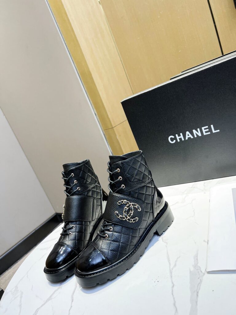 Chanel Fall Winter 22 23 Lace Up Boots Black G39516 Y56258 94305 - Image 3
