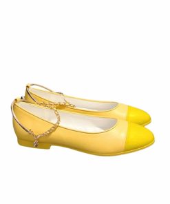 Chanel Interlocking Cc Logo Ballet Flats Yellow