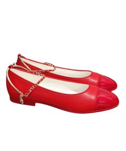 Chanel Interlocking Cc Logo Ballet Flats Red