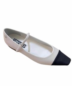 Chanel Square Toe Ballet Flats Black White