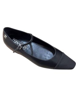 Chanel Square Toe Ballet Flats Black