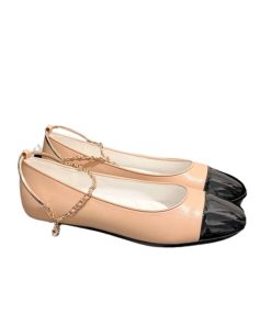 Chanel Interlocking Cc Logo Ballet Flats Black Pink