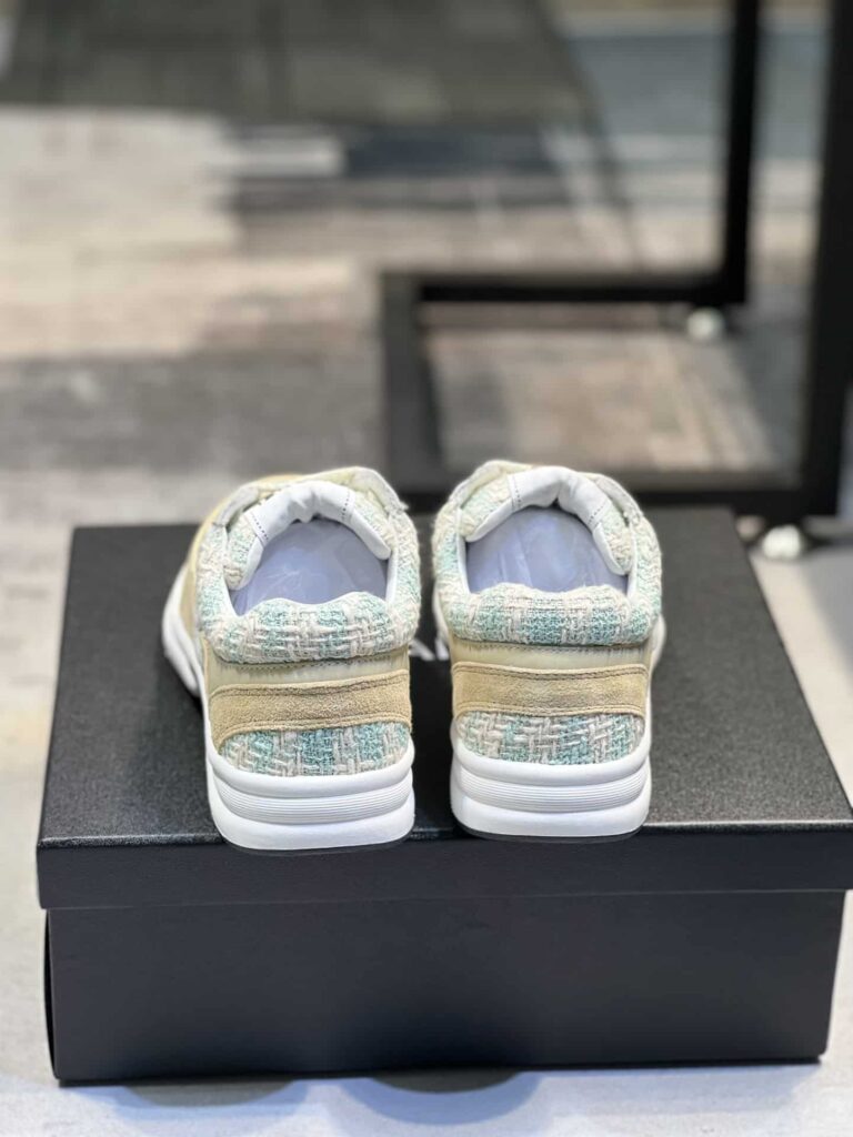 Chanel Coton Tweed Suede Calfskin Sneakers Turquoise - Image 2
