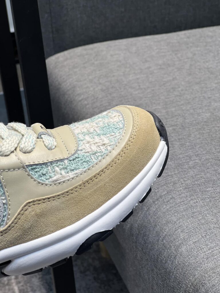 Chanel Coton Tweed Suede Calfskin Sneakers Turquoise - Image 3