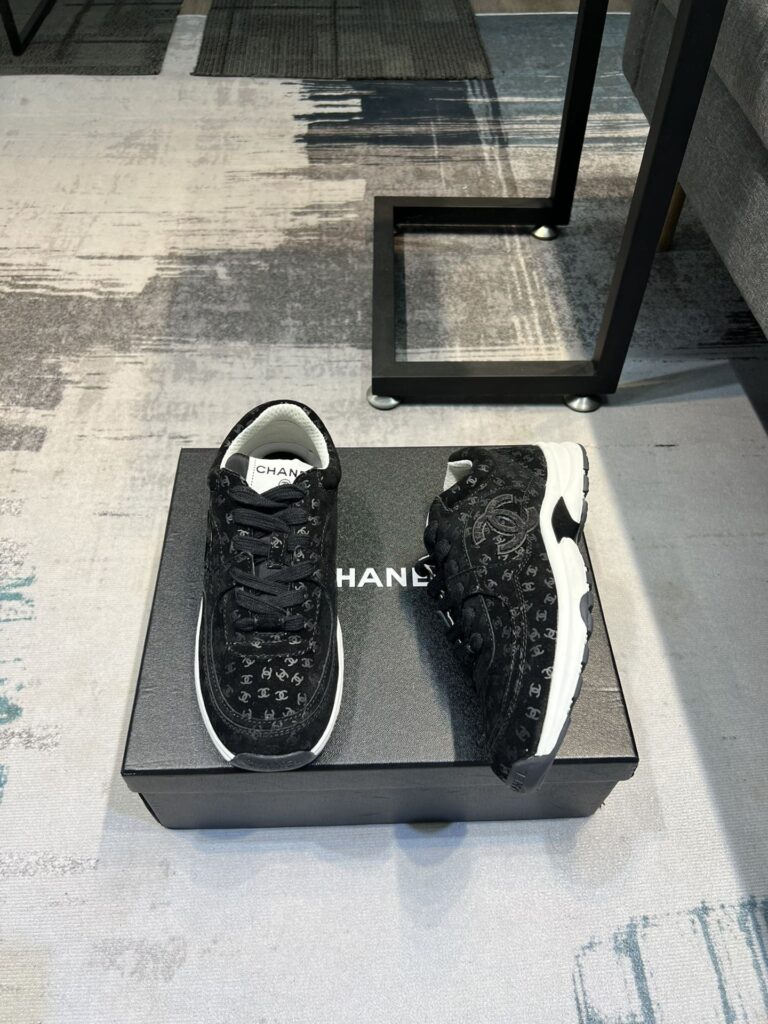 Chanel Cc Embossed Logo Suede Black - Image 4