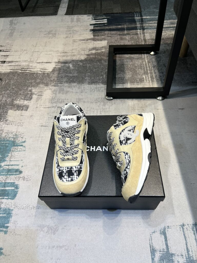 Chanel Coton Tweed Suede Calfskin Sneakers Black - Image 4