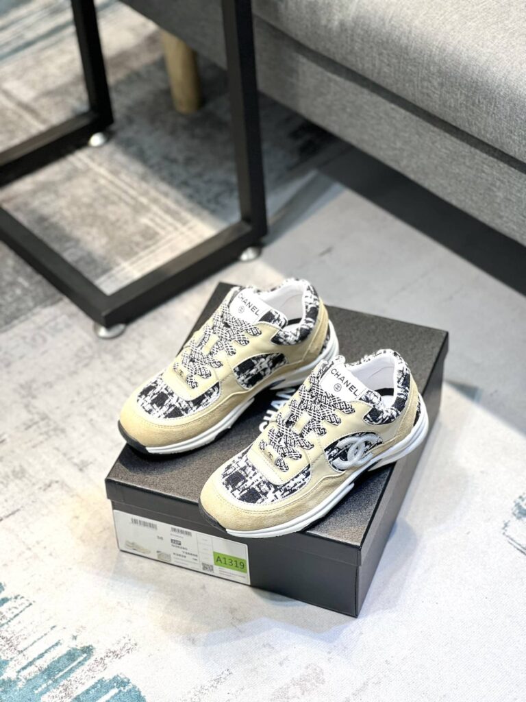 Chanel Coton Tweed Suede Calfskin Sneakers Black - Image 7