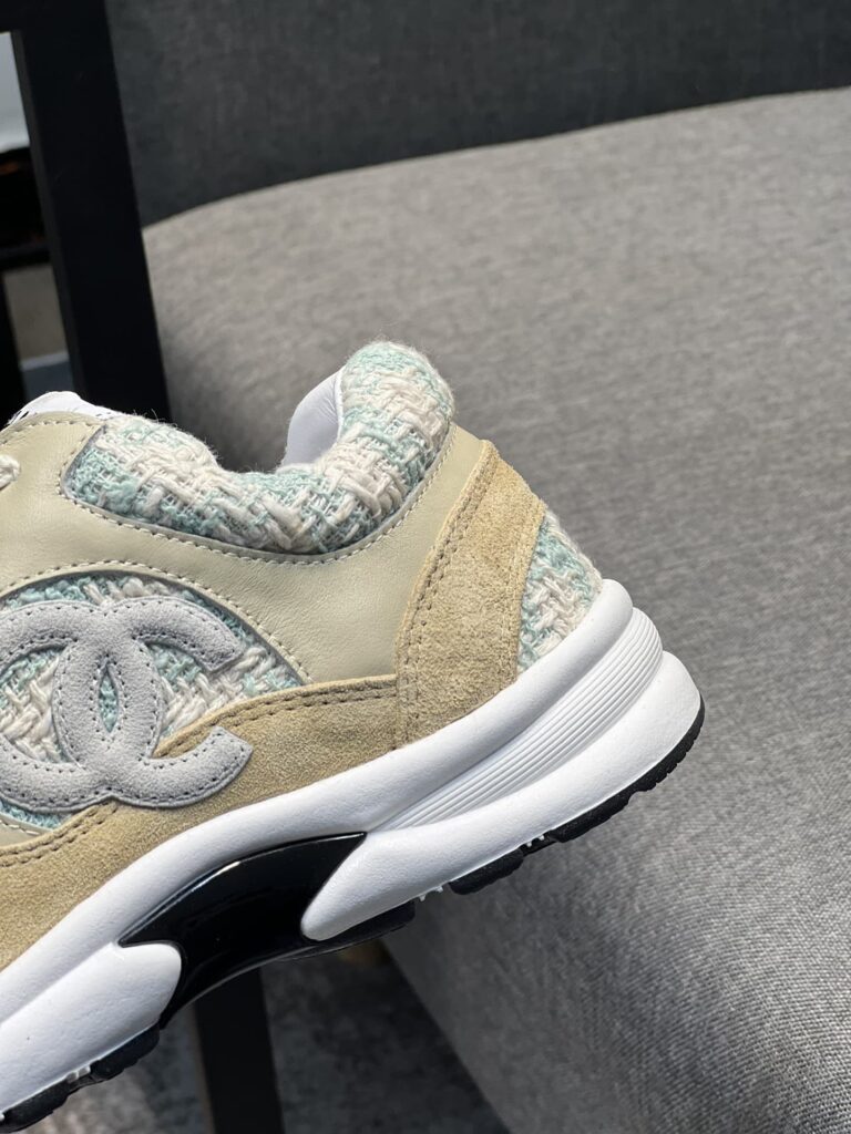 Chanel Coton Tweed Suede Calfskin Sneakers Turquoise - Image 8