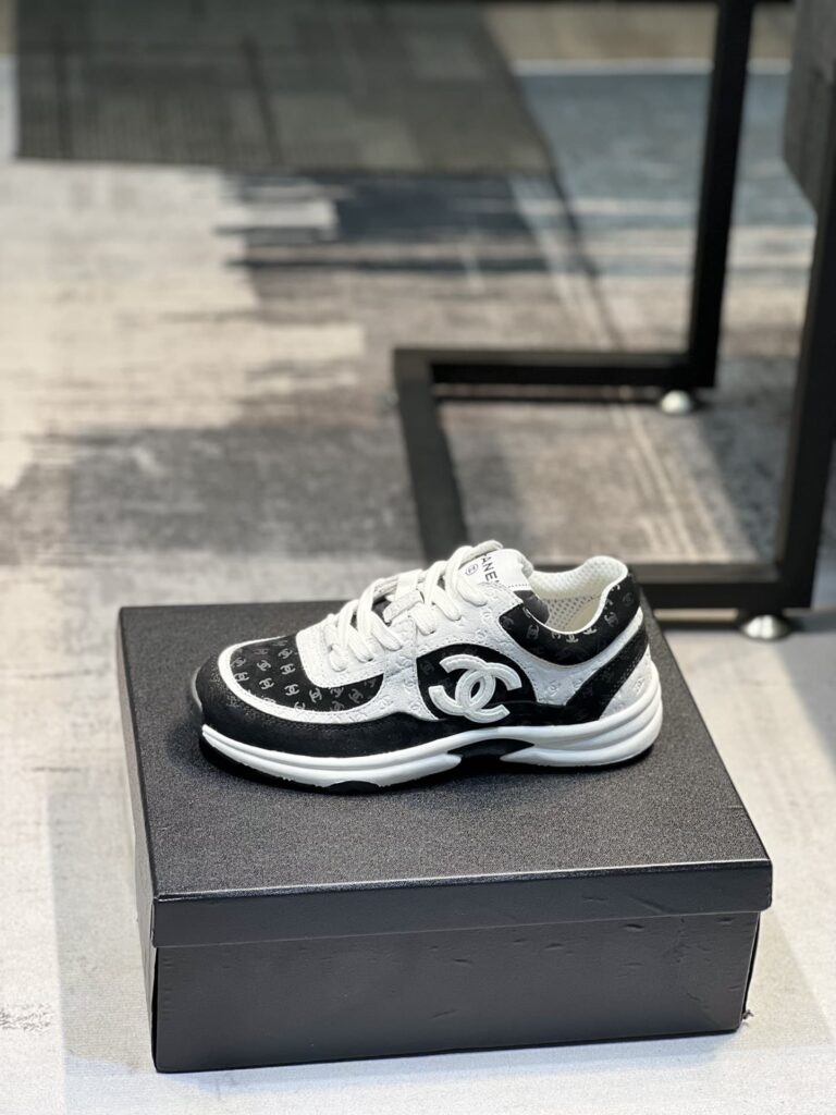 Chanel Cc Embossed Logo Suede Black White - Image 10