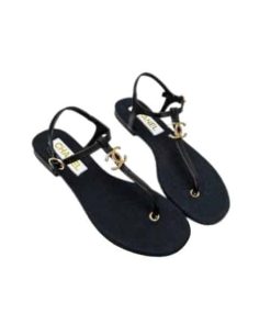 Chanel Sandals Lambskin Ivory Black G40018