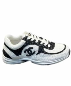 Chanel Cc Embossed Logo Suede White Black G39230 X56689 K4719