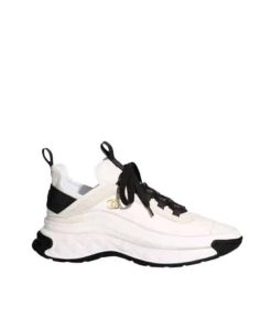 Chanel Velvet Calfskin Sneakers Ivory And Black G35617