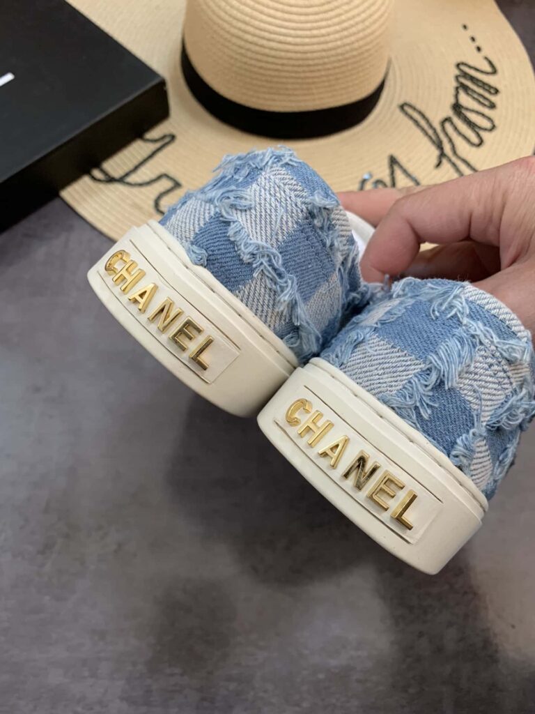 Chanel Cc Sneakers Mix Denim Blue - Image 8
