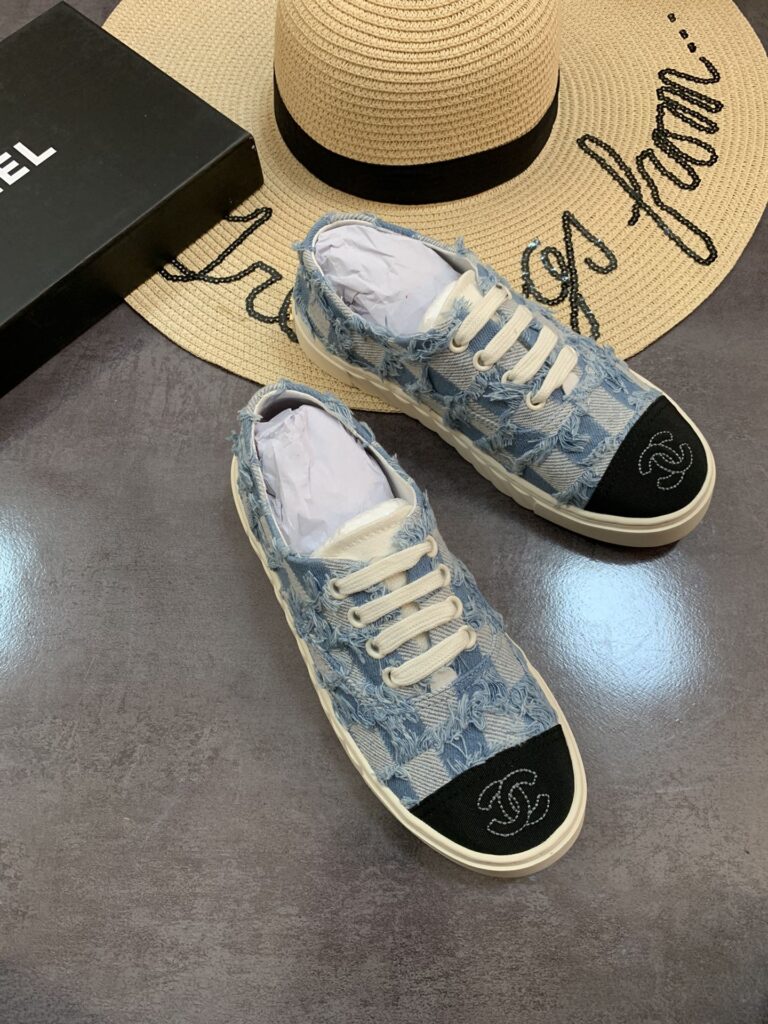 Chanel Cc Sneakers Mix Denim Blue - Image 7