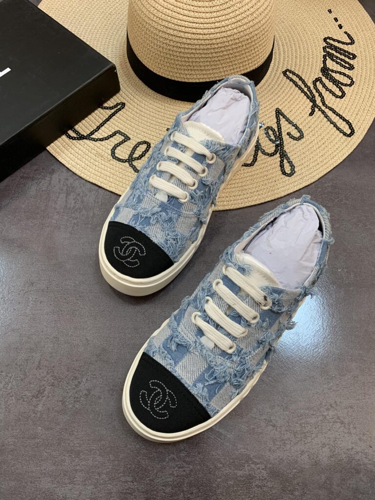 Chanel Cc Sneakers Mix Denim Blue - Image 6