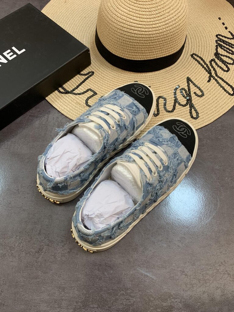 Chanel Cc Sneakers Mix Denim Blue - Image 5