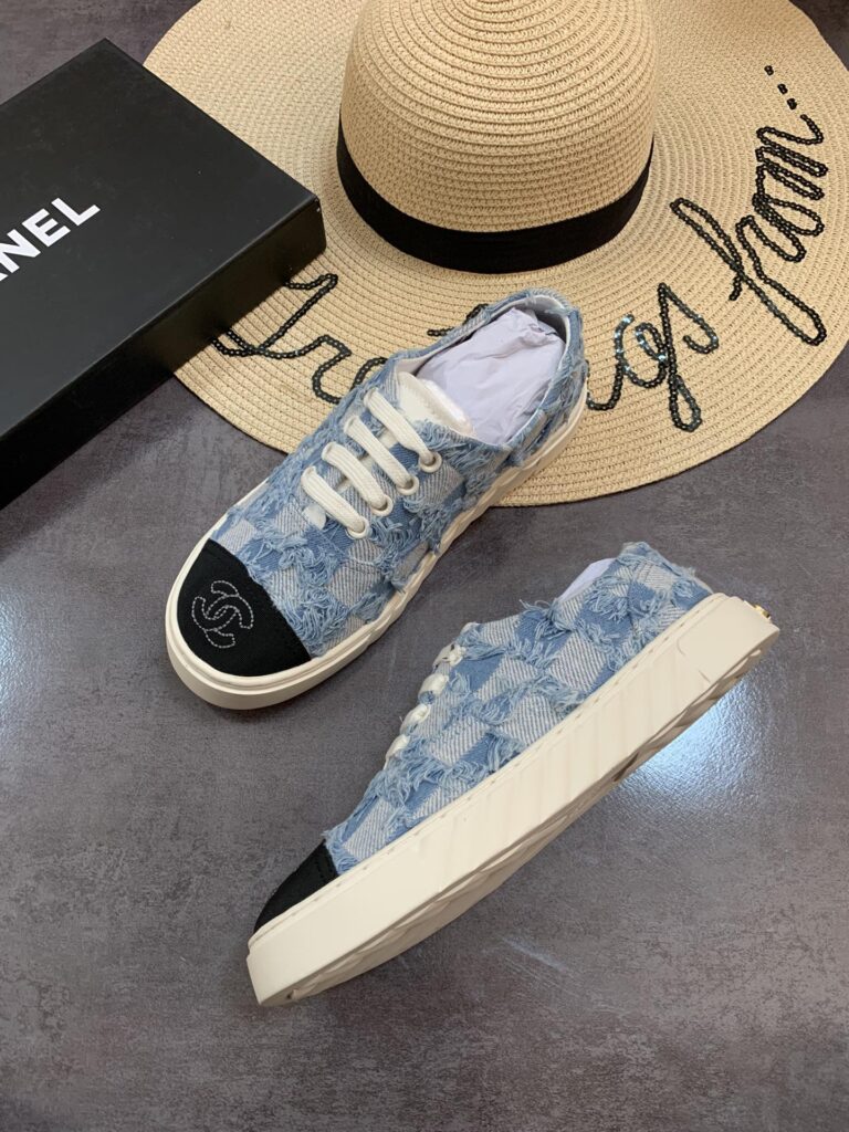 Chanel Cc Sneakers Mix Denim Blue - Image 3