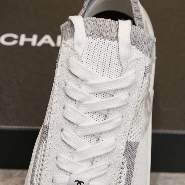 Chanel Cruise Sock Sneakers White Gray - Image 3
