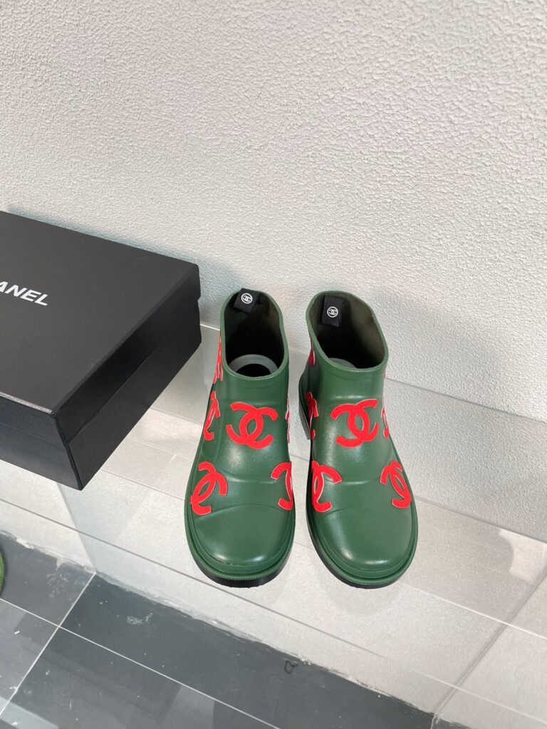 Chanel Short Boots Rain Green Red - Image 3