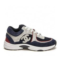 Chanel Cc Logo Sneakers Navy Burgundy