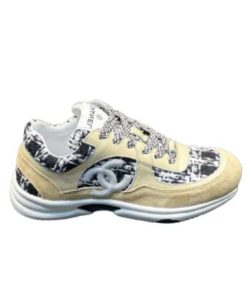 Chanel Coton Tweed Suede Calfskin Sneakers Black