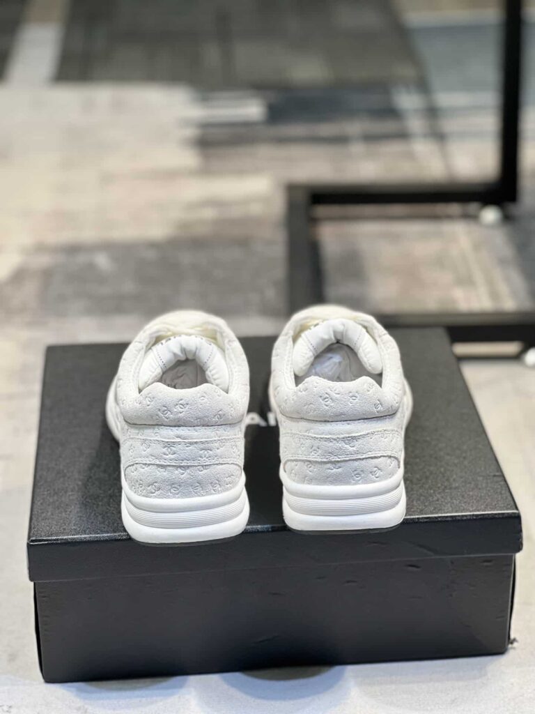 Chanel Cc Embossed Logo Suede White - Image 2