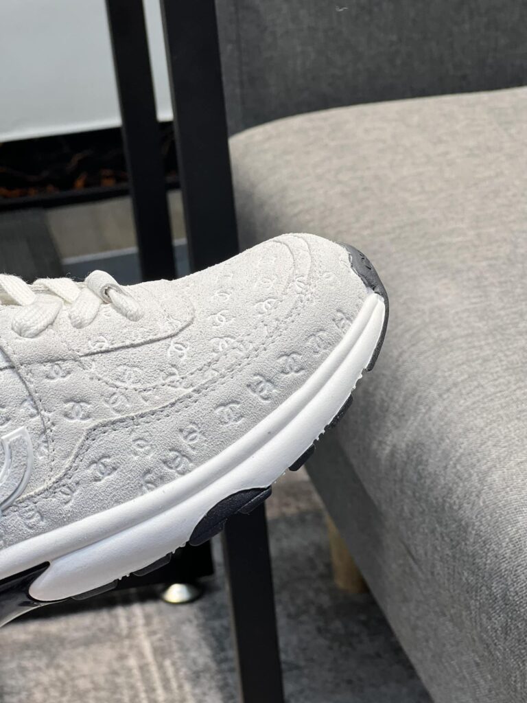 Chanel Cc Embossed Logo Suede White - Image 3