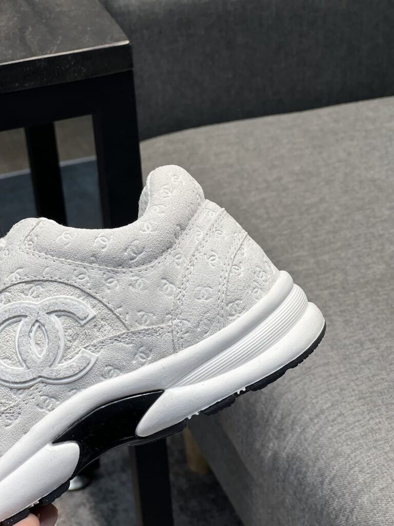 Chanel Cc Embossed Logo Suede White - Image 8