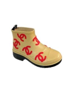 Chanel Short Boots Rain Yellow Red
