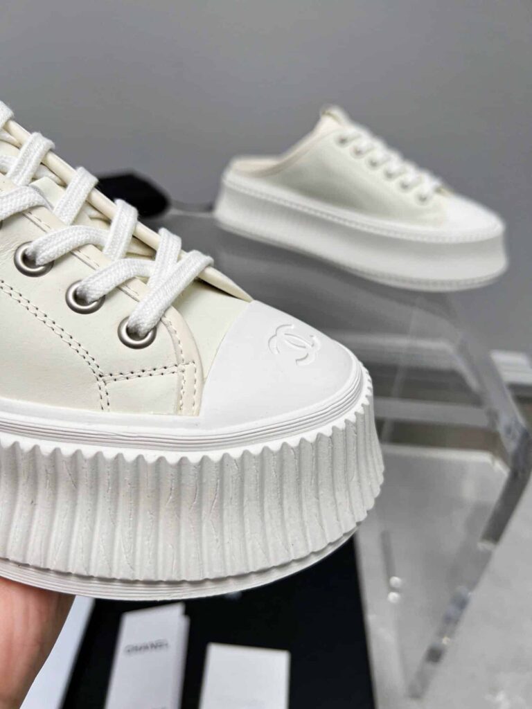 Chanel Platform Shoes Cream - Image 8