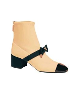 Chanel Bow Ankle Boots Beige