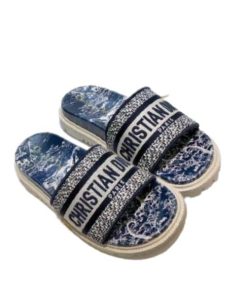 Dior Dway Slipper Deep Blue Toile De Jouy Reverse