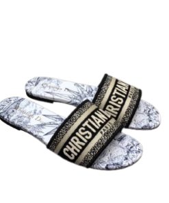 Dior Dway Slide Black Multicolor Cotton With R?ve D'Infini Embroidery