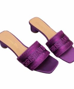 Dior Dway Heeled Slide Dway Heeled Slide Purple Embroidered Satin And Cotton Kcq858Sbss15V