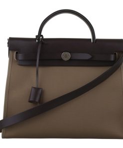 Hermes Herbag Zip 31 Bag Palladium Hardware Khaki 31Cm