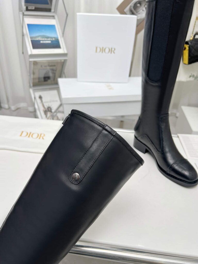 Dior D Folk Heeled High Boot Black - Image 6
