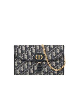 Dior Bobby East West Pouch With Chain Blue 22Cm S5703Utzqm928