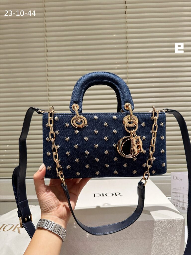 Dior D Joy Micro Bag Embroidered With Gold Tone Stars Blue Denim 26Cm - Image 2