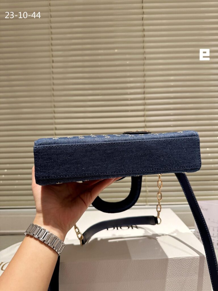 Dior D Joy Micro Bag Embroidered With Gold Tone Stars Blue Denim 26Cm - Image 4