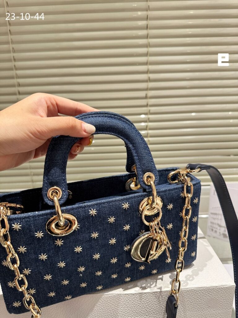 Dior D Joy Micro Bag Embroidered With Gold Tone Stars Blue Denim 26Cm - Image 6