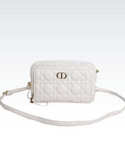 Dior Caro Double Pouch White Bag 19Cm