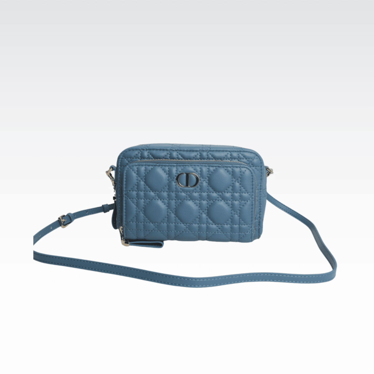 Dior Caro Double Pouch Blue Bag 19Cm - Image 1