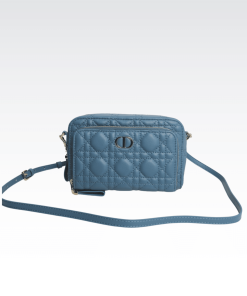 Dior Caro Double Pouch Blue Bag 19Cm