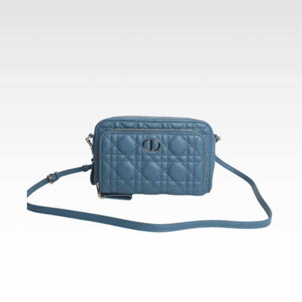 Dior Caro Double Pouch Blue Bag 19Cm